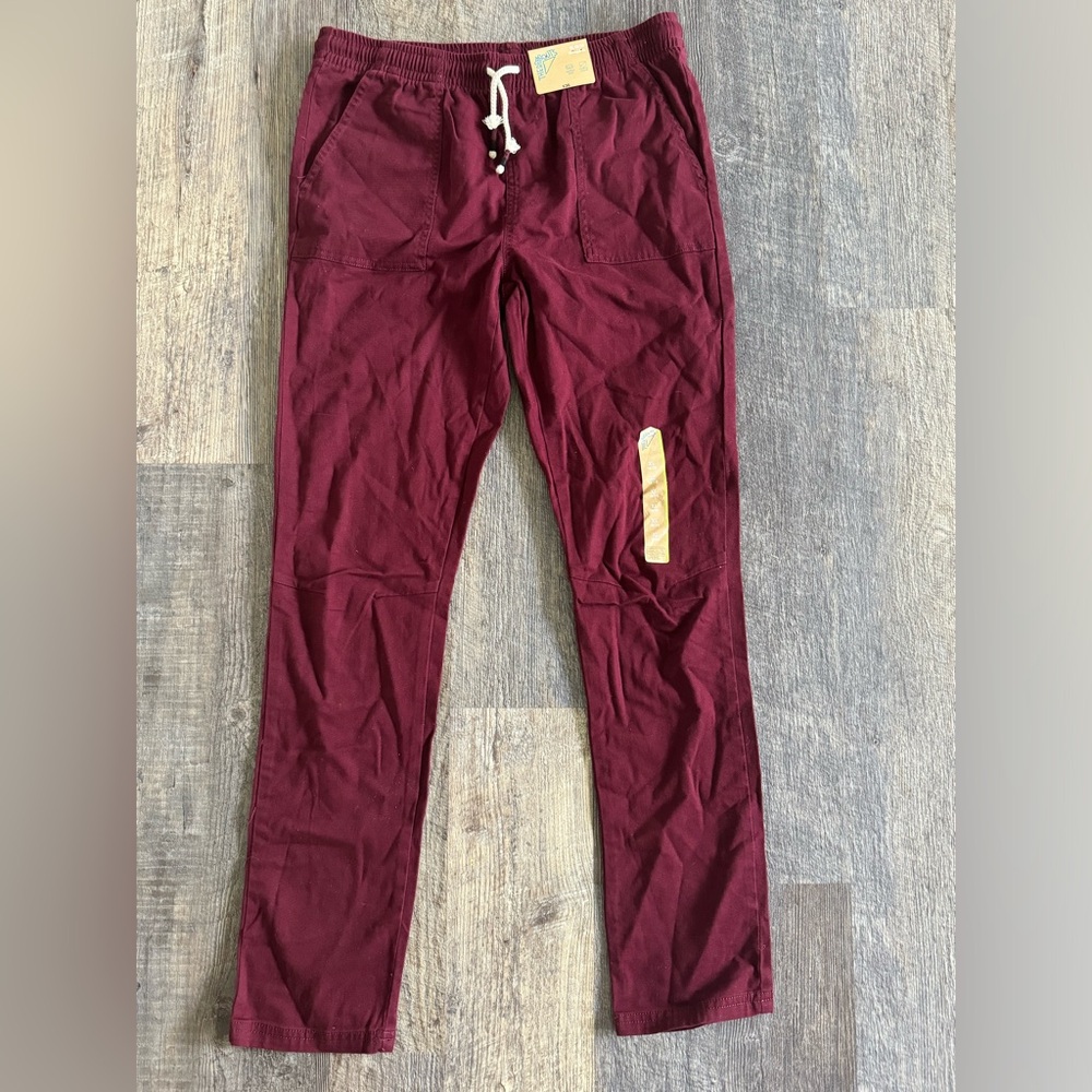 THEREABOUTS Pants‎ Boys Autumn Burgundy Flex Taper Fit Pull On XL 18 20